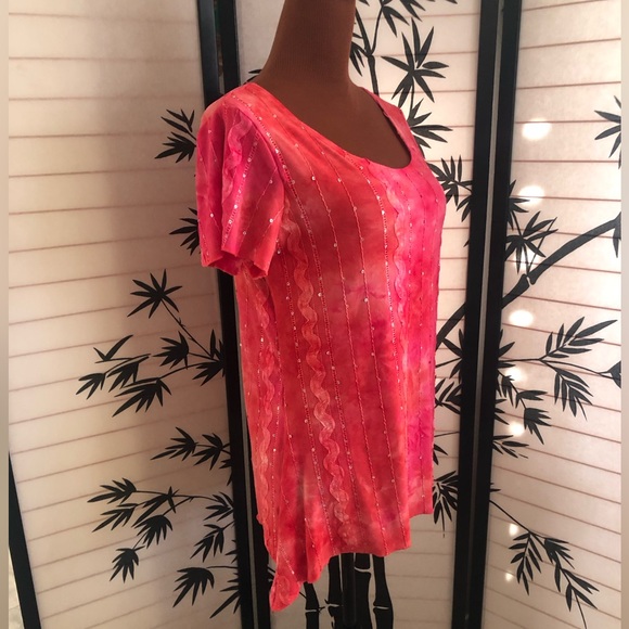 Shannon Ford New York Red Scoop Neck Boho Womens Top Size Petite Large - Picture 2 of 12